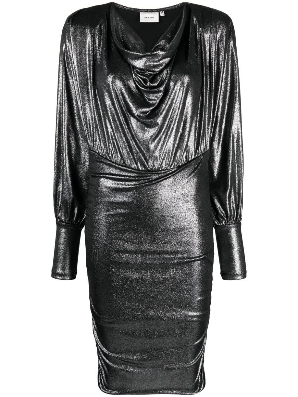 Gestuz Madixgz Metallic-finish Minidress In Silver