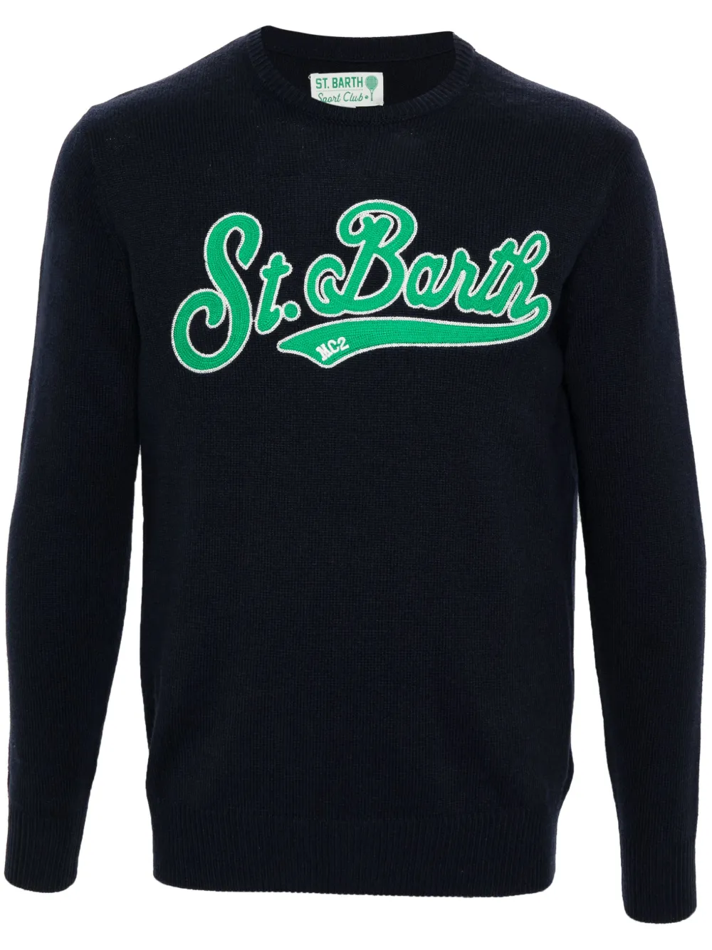 MC2 Saint Barth Fijngebreide trui met logo-applicatie Blauw