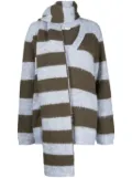 b+ab stripe-pattern V-neck jumper - Blue