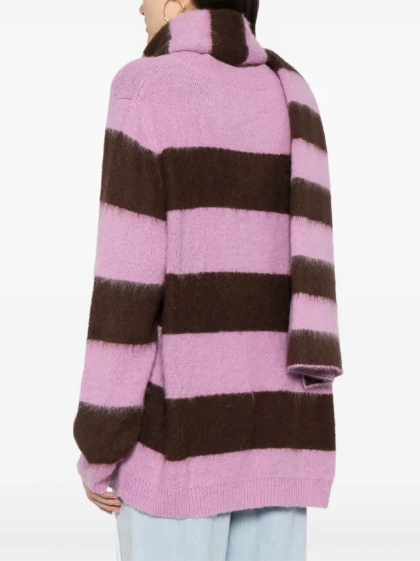 b+ab stripe-pattern V-neck Jumper Purple FARFETCH IN