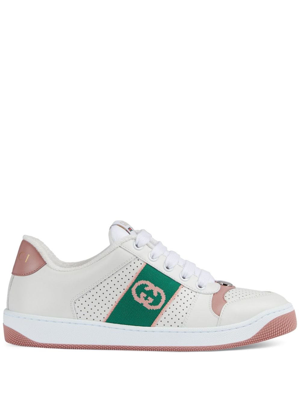 Shop Gucci Screener Lace-up Sneakers In White