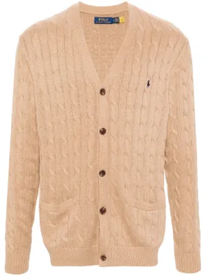 Polo cable top knit cardigan