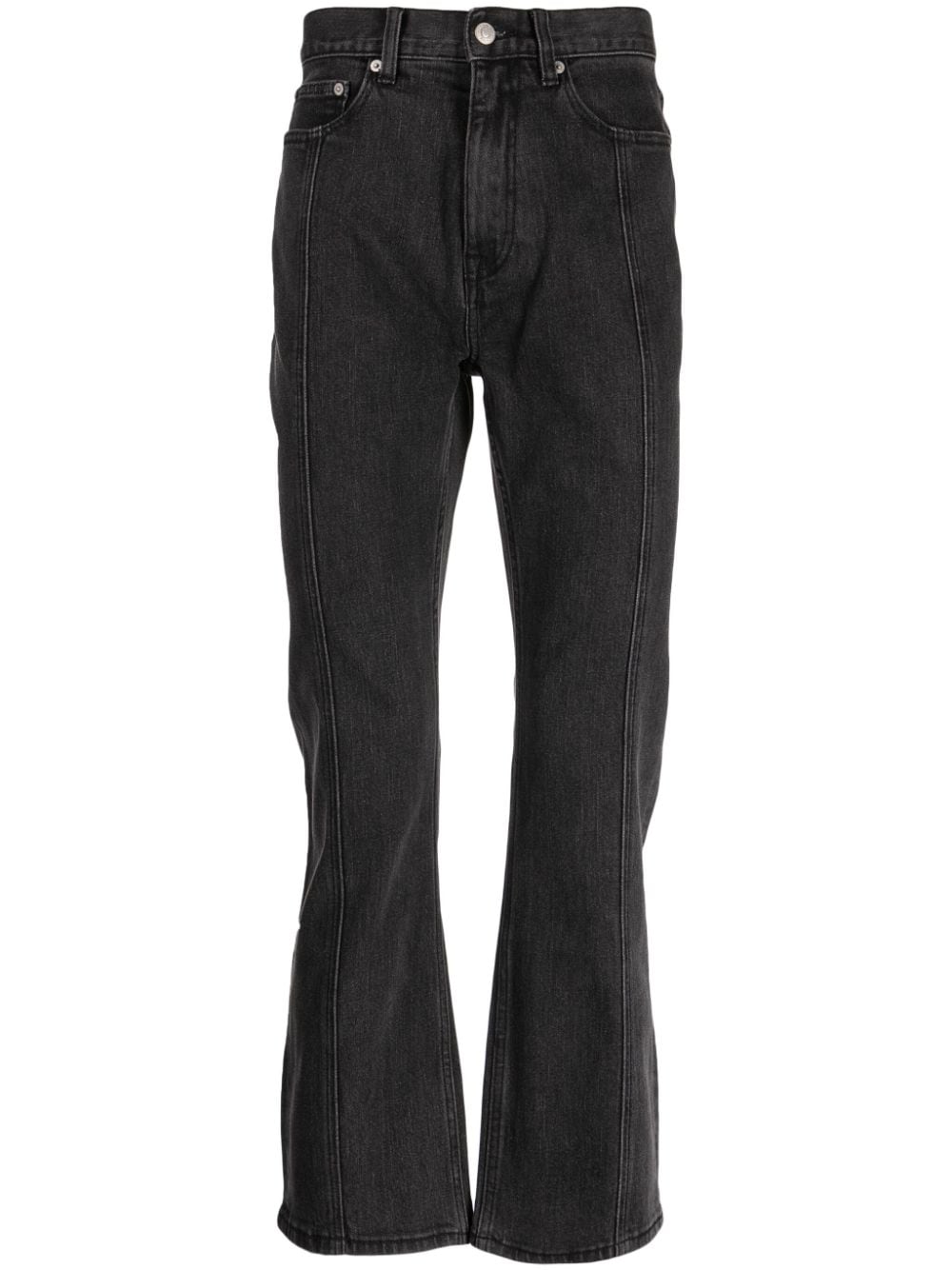 Izzue Logo-patch Cotton-blend Straight-leg Jeans In Schwarz