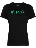 A.P.C. flocked-logo cotton T-shirt - Black
