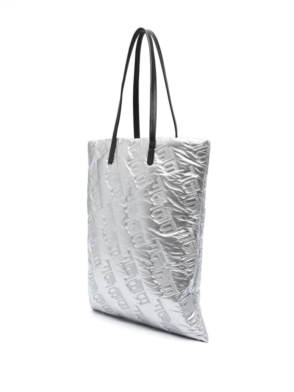 Shop By Far Logo-embossed Tote Bag In Silver