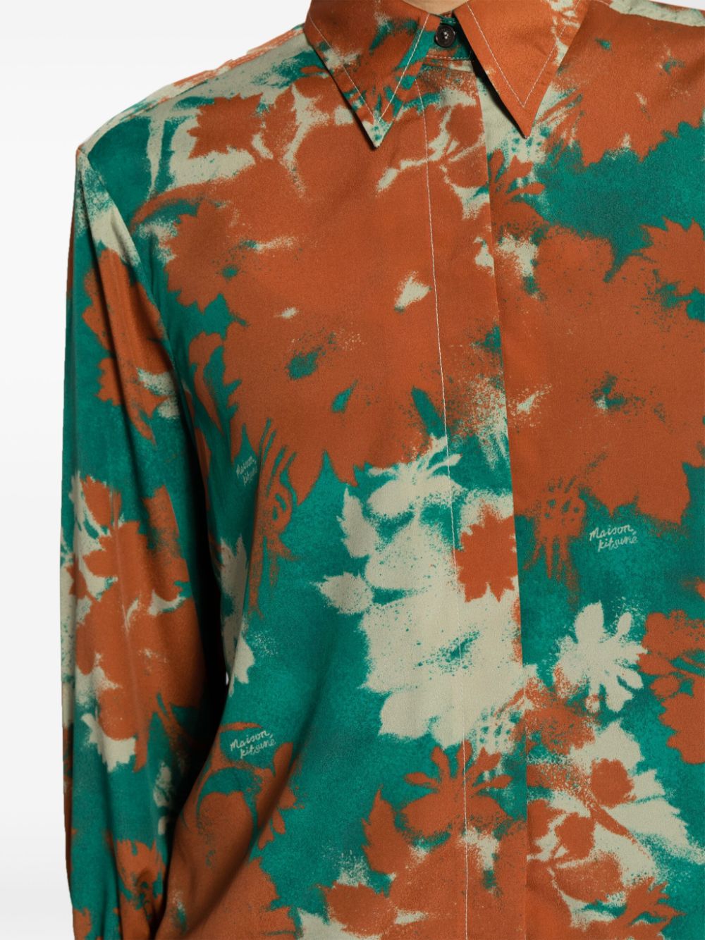 Cheap Maison Kitsune floral-print spread-collar shirt Women