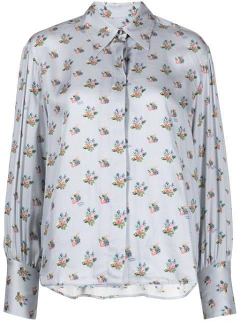 Maison Kitsune floral-print twill shirt Women