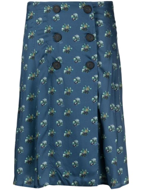 Maison Kitsuné floral-print wrap skirt