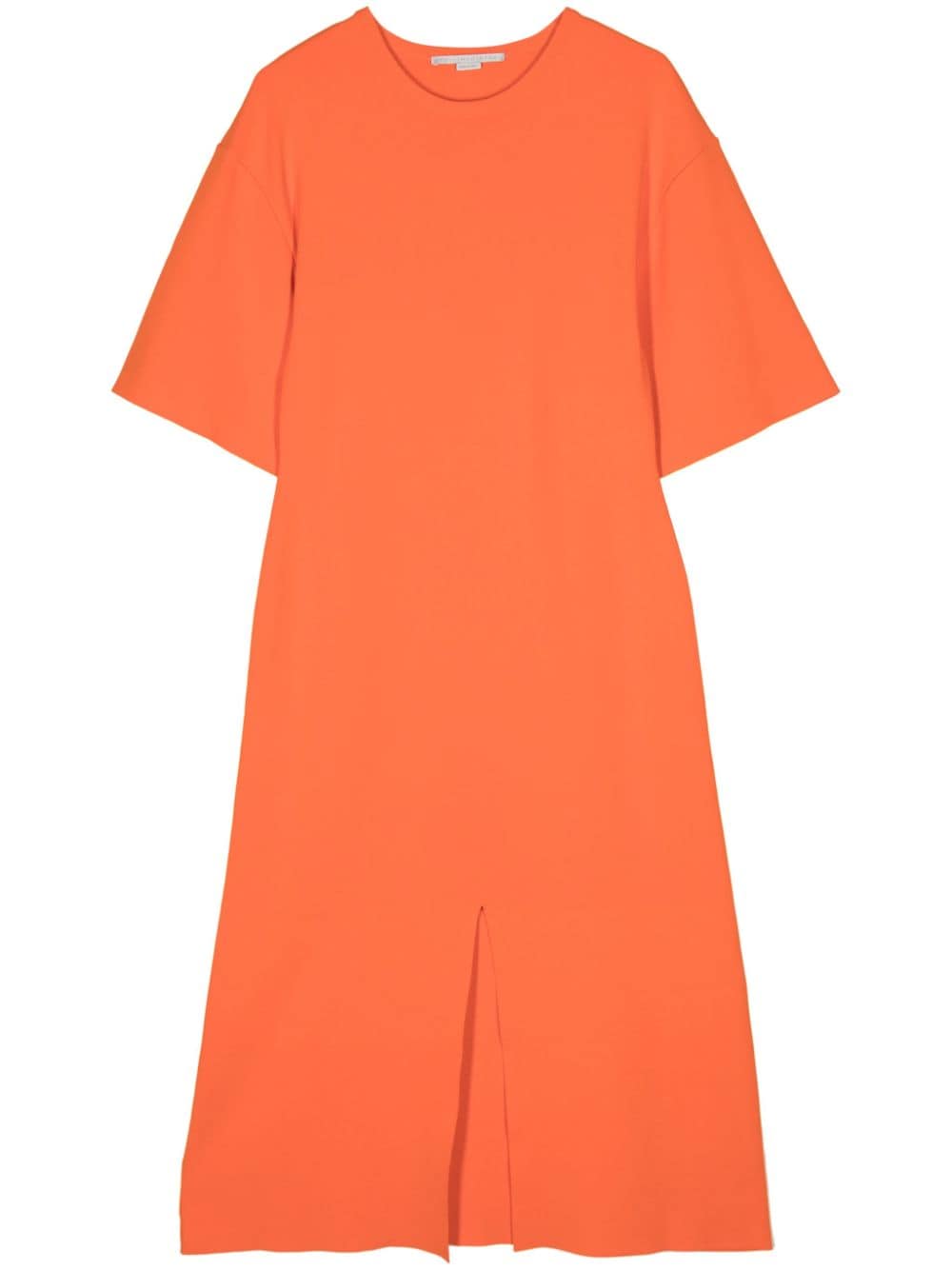 Stella McCartney Fijngebreide midi-jurk met korte mouwen Oranje