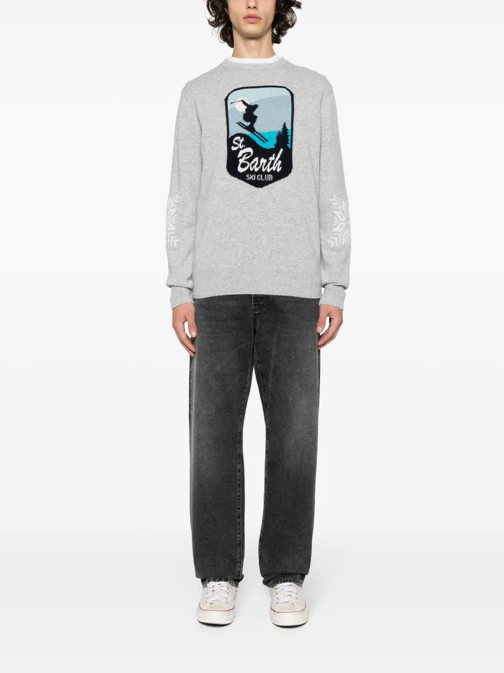MC2 Saint Barth patterned-intarsia mélange jumper - Grijs