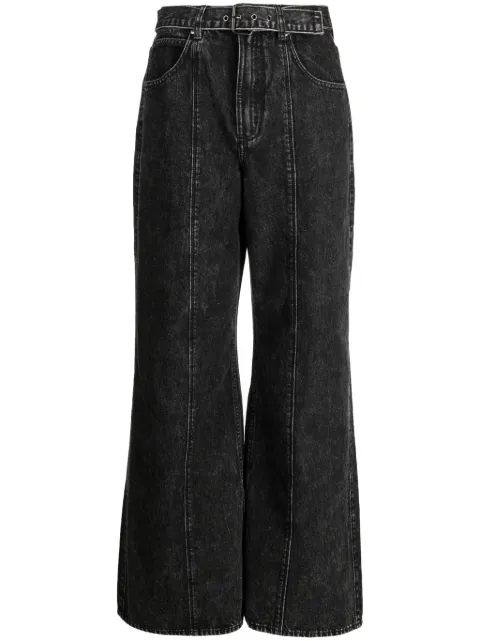 izzue panelled belted wide-leg jeans