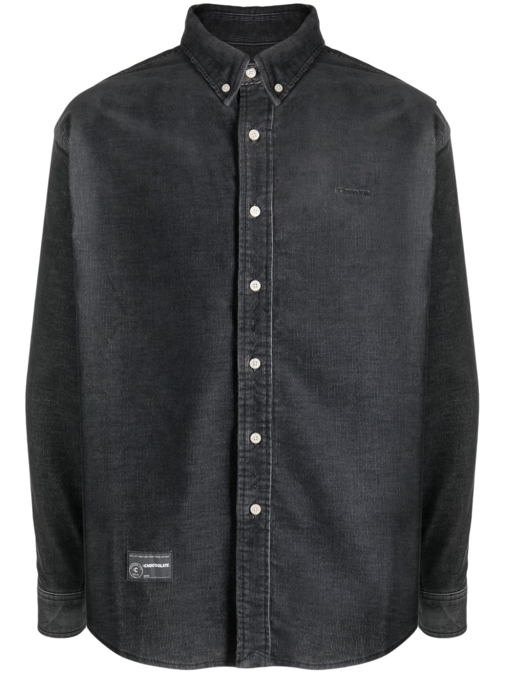 chocoolate chemise en velours côtelé à logo brodé - gris