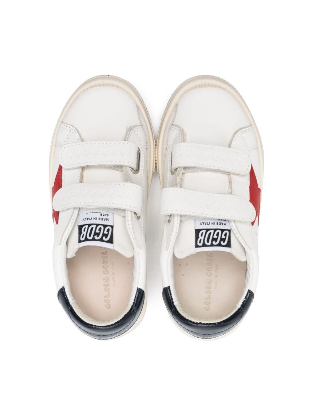 Shop Golden Goose May School Leather Sneakers In White