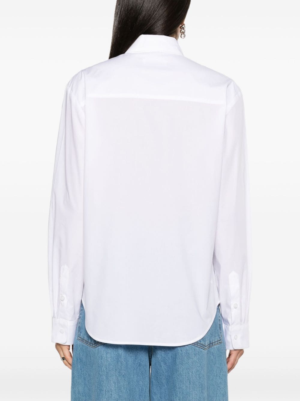 Shop Rxquette Pleated Bra Poplin Shirt In White