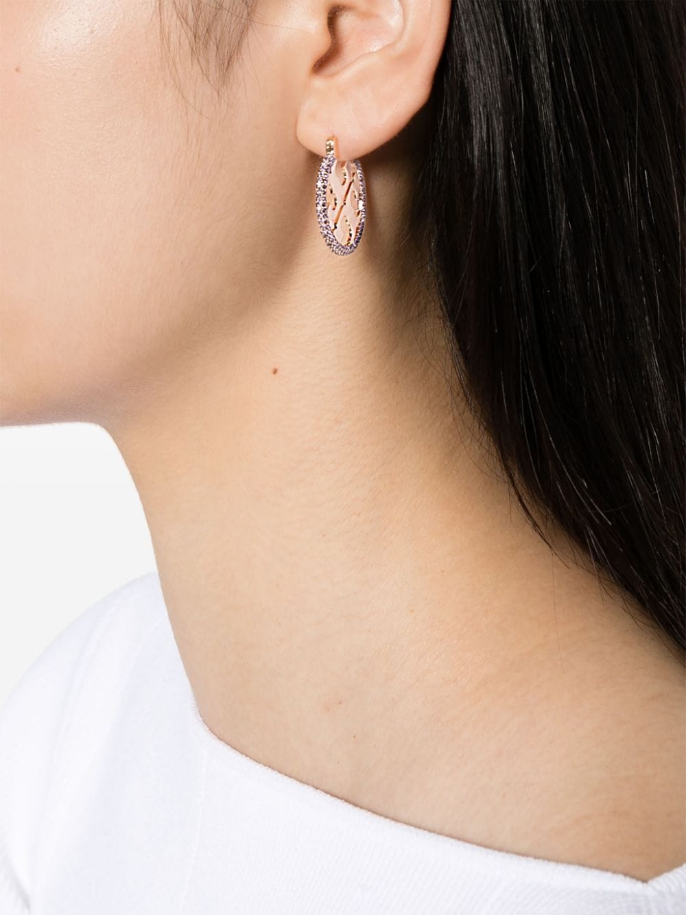 Shop Tory Burch Miller Crystal-embellished Earrings In Gold