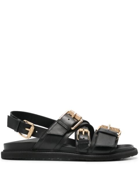 Moschino logo-plaque leather sandals