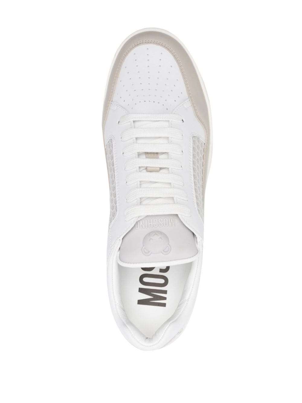 Shop Moschino Panelled Leather Sneakers In White