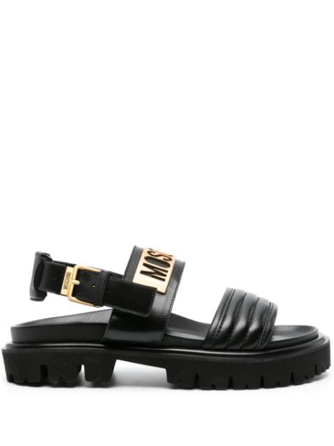 Moschino logo-plaque chunky leather sandals
