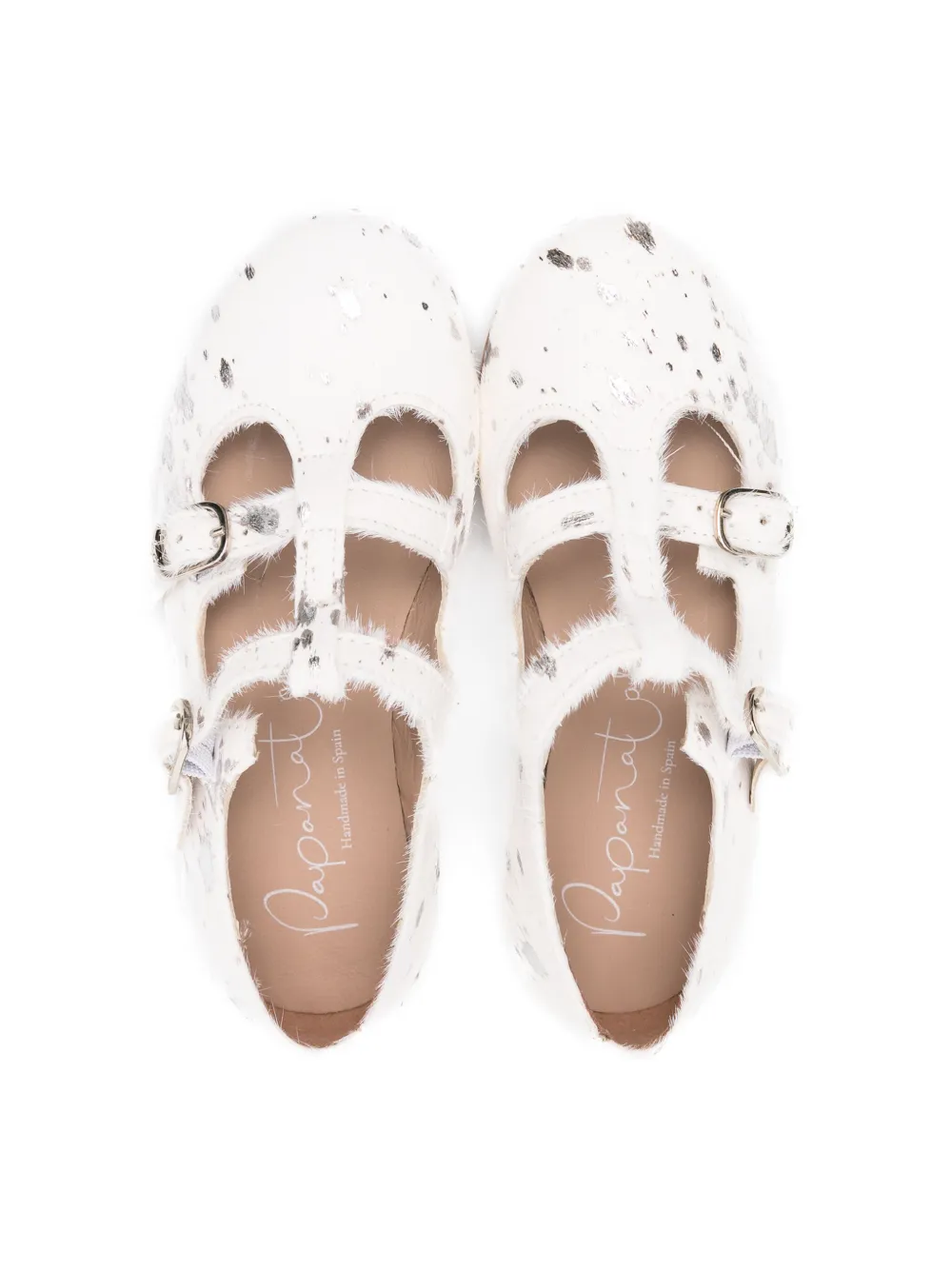 Eli1957 Cow-print Fur-desgin Mary Janes In White