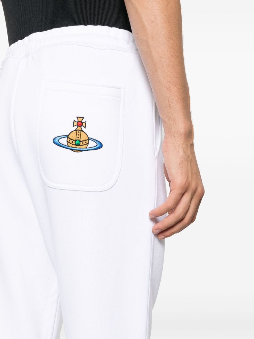 Shop Vivienne Westwood Orb-embroidered Cotton Track Pants In White