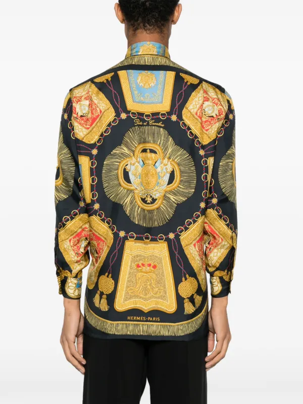 【HERMES】1990s All Pattern Silk L/S Shirt 1990s Long Sleeve Hermès Top For Sale at 1stDibs
