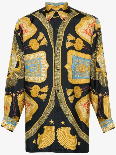 Hermès Pre-Owned 1990s zijden button-down overhemd met kwastjes