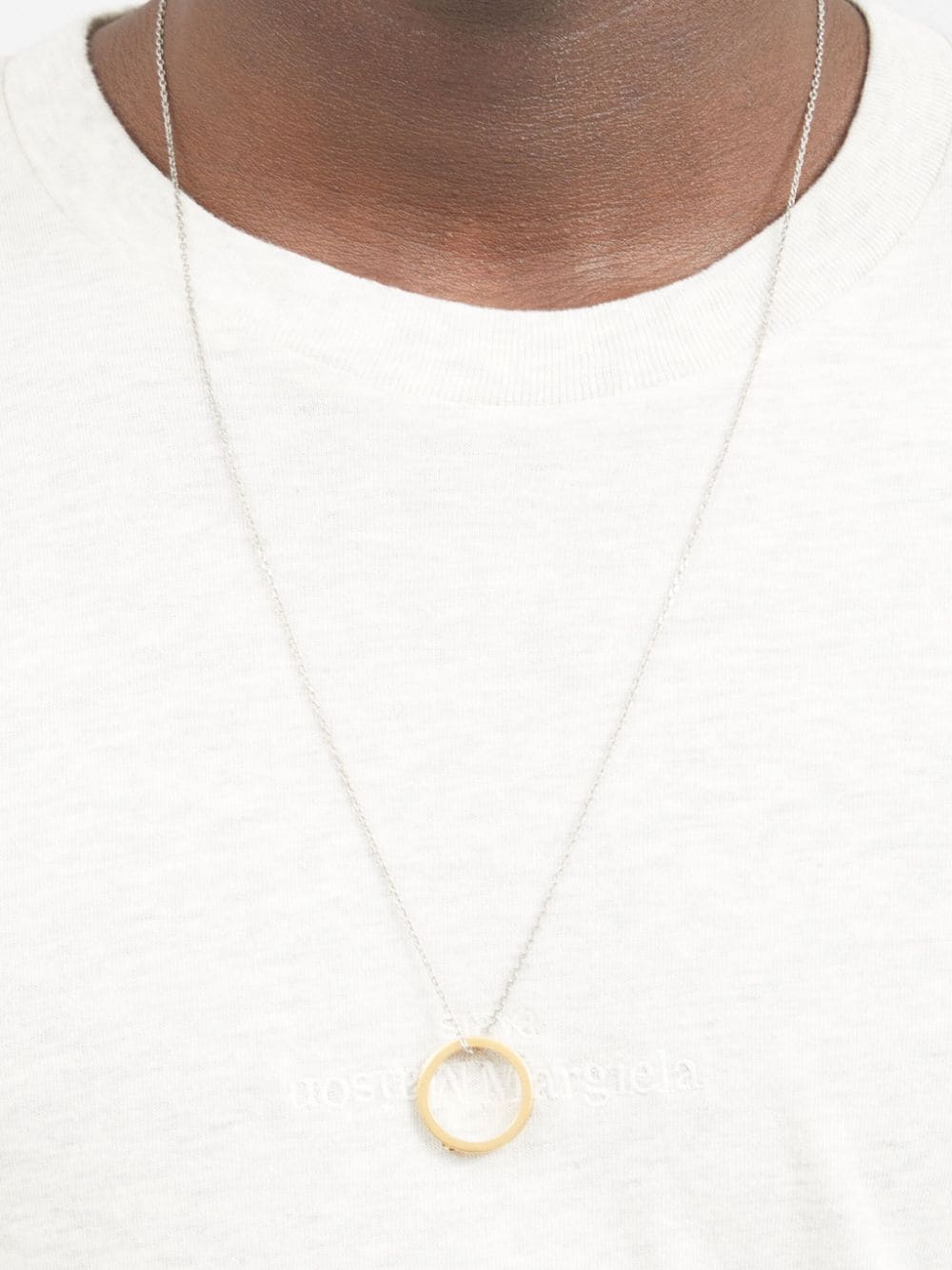 Shop Maison Margiela Star-logo Ring Pendant Necklace In Gold