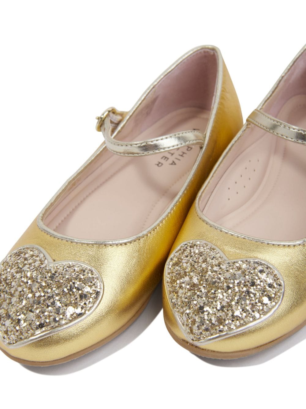 Shop Sophia Webster Mini Amora Laminated-finish Ballerina Shoes In Gold