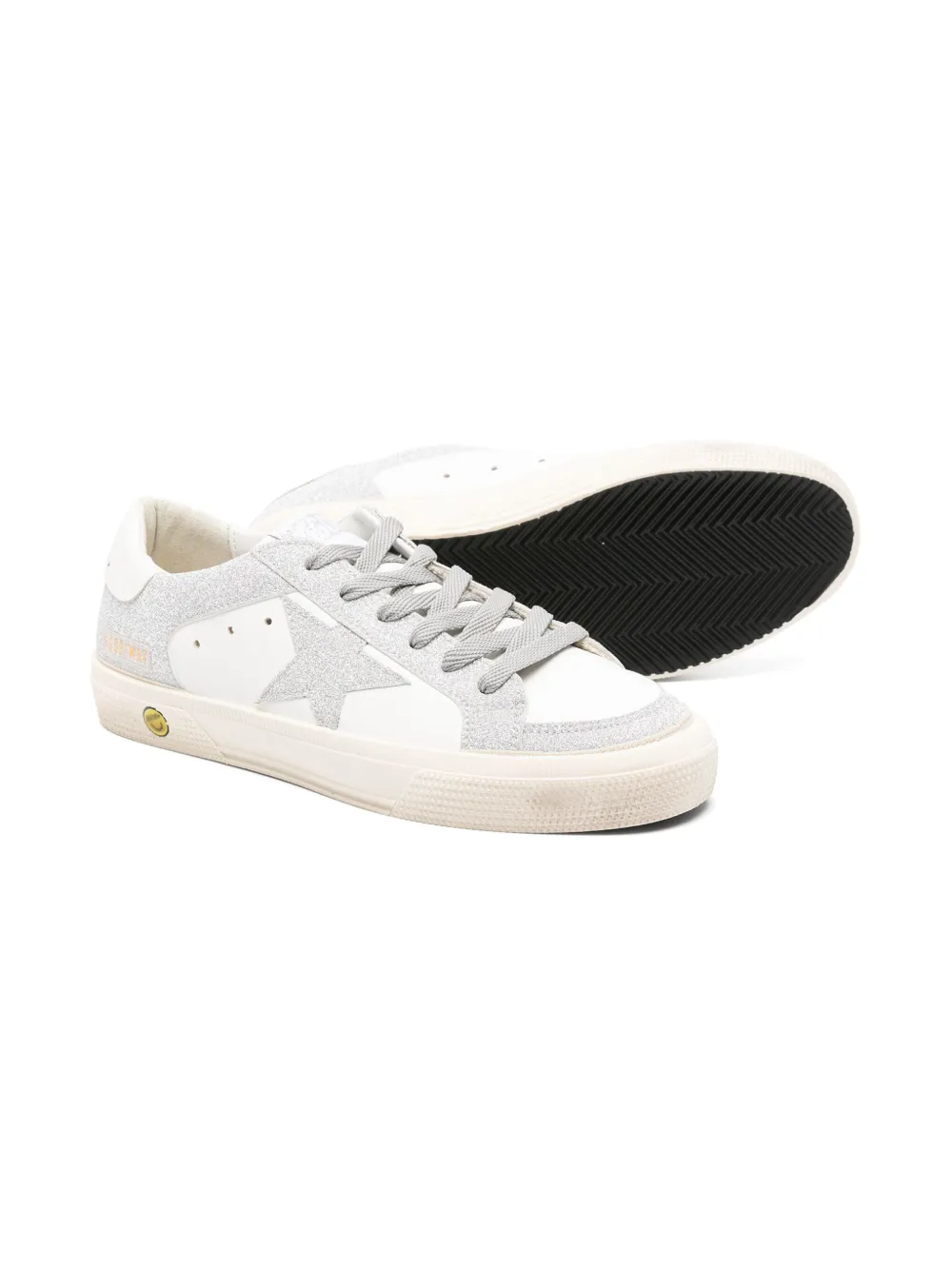 Golden Goose Kids May glitter-detail sneakers - Zilver