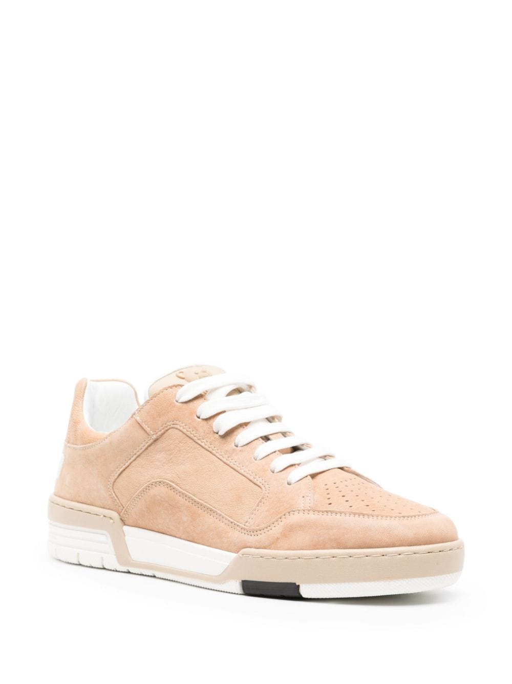 Shop Moschino Streetball Leather Sneakers In Neutrals