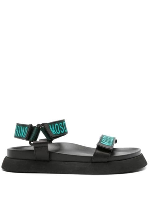 Moschino embroidered-logo leather sandals
