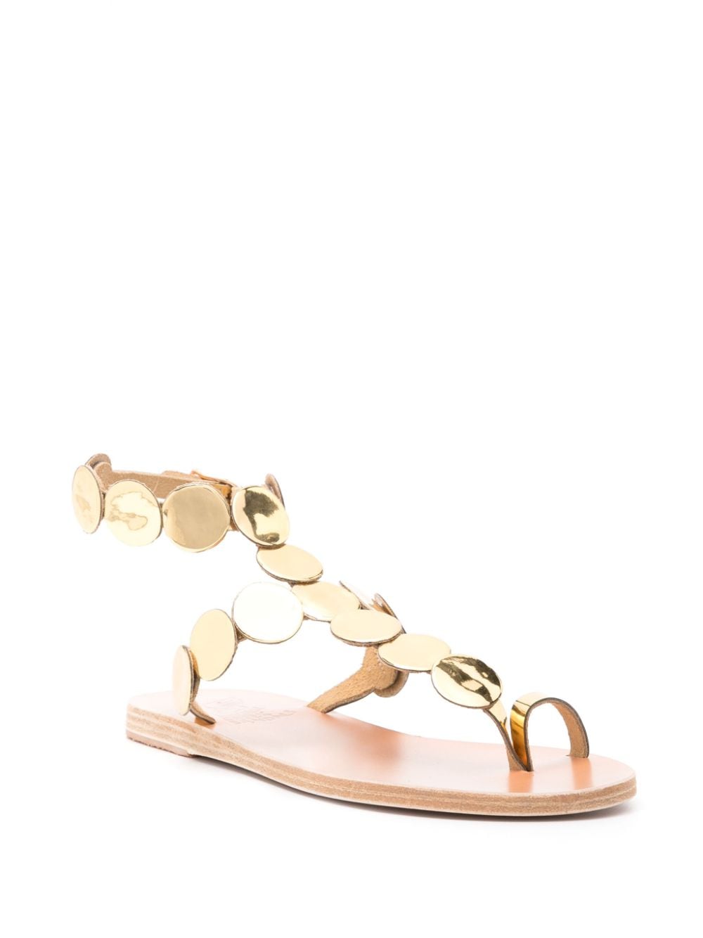 Shop Ancient Greek Sandals Asteras Flat Leather Sandals In Gold