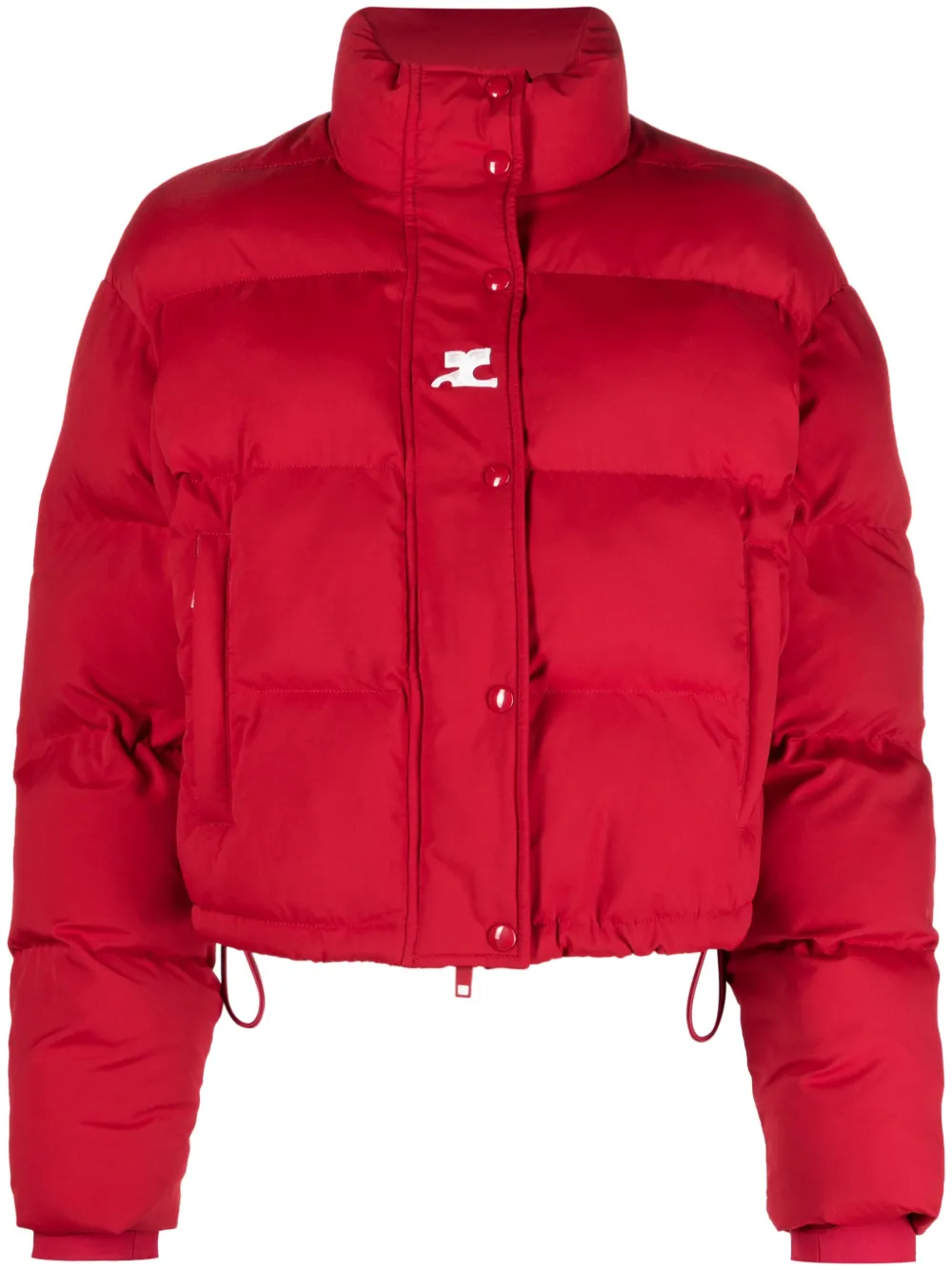 Courrèges Logo-embroidered Quilted Padded Jacket In Rot