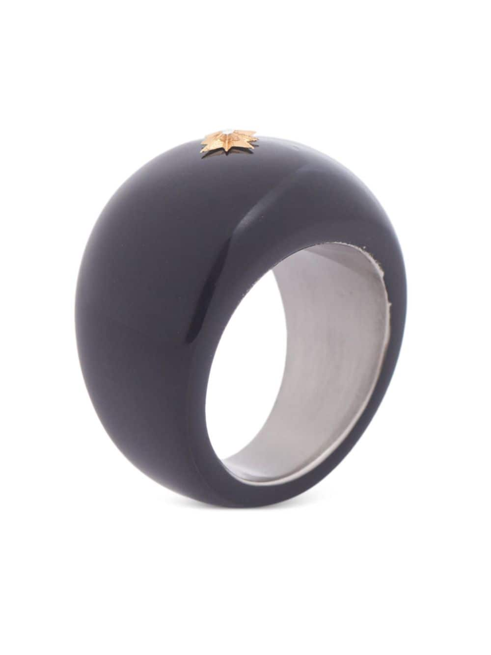 Shop Maison Margiela Enamel Chunky Ring In Blue