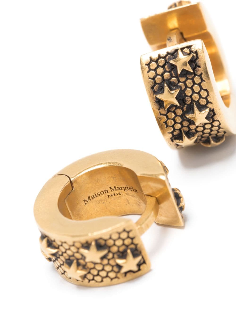 Shop Maison Margiela Stars-detailed Hoop Earrings In Gold