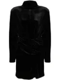 The New Arrivals Ilkyaz Ozel gathered velvet minidress - Black