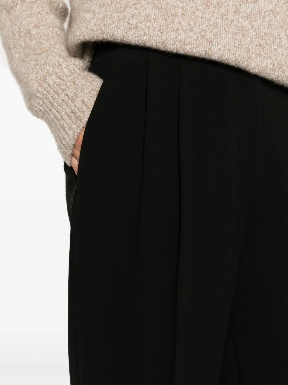 The Row Baguette Pleated Wide-leg Trousers In Black