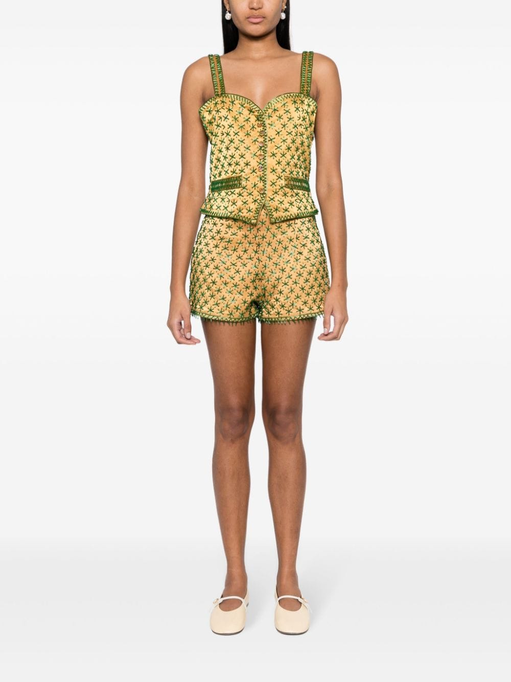Shop Bode Embroidered-design Tank Top In Yellow