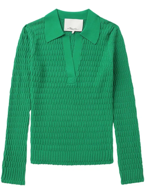 3.1 Phillip Lim V-neck Embroidered Polo Top - Farfetch