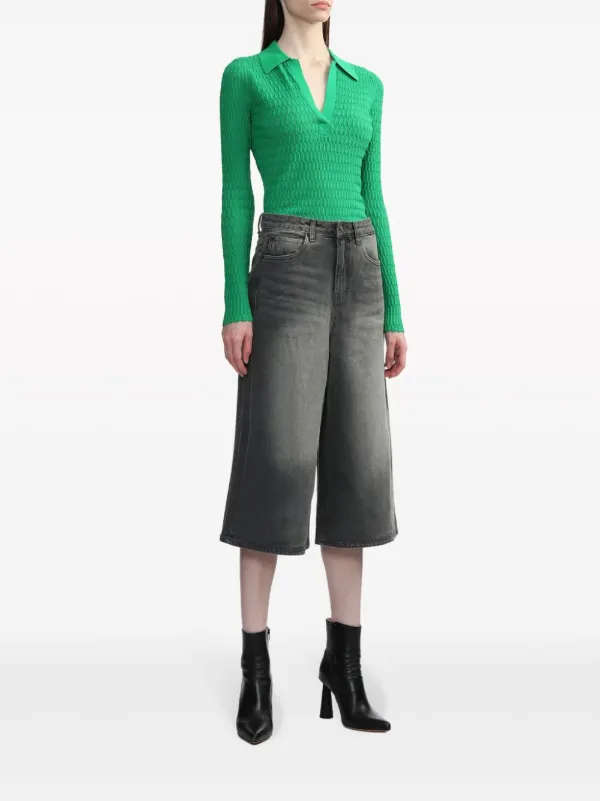 3.1 Phillip Lim V-neck Embroidered Polo Top - Farfetch