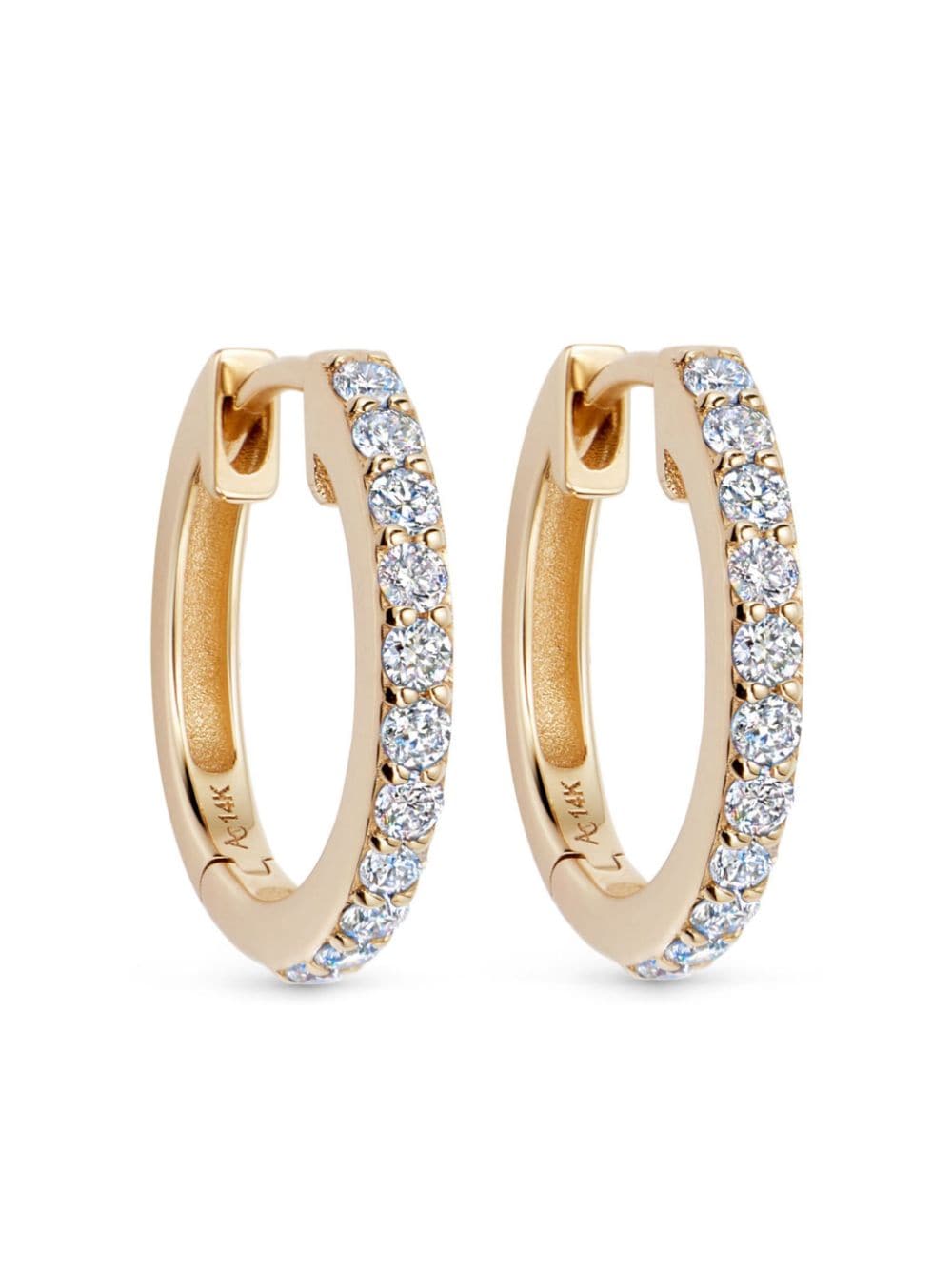 14kt recycled yellow-gold medium Halo diamond hoop earrings