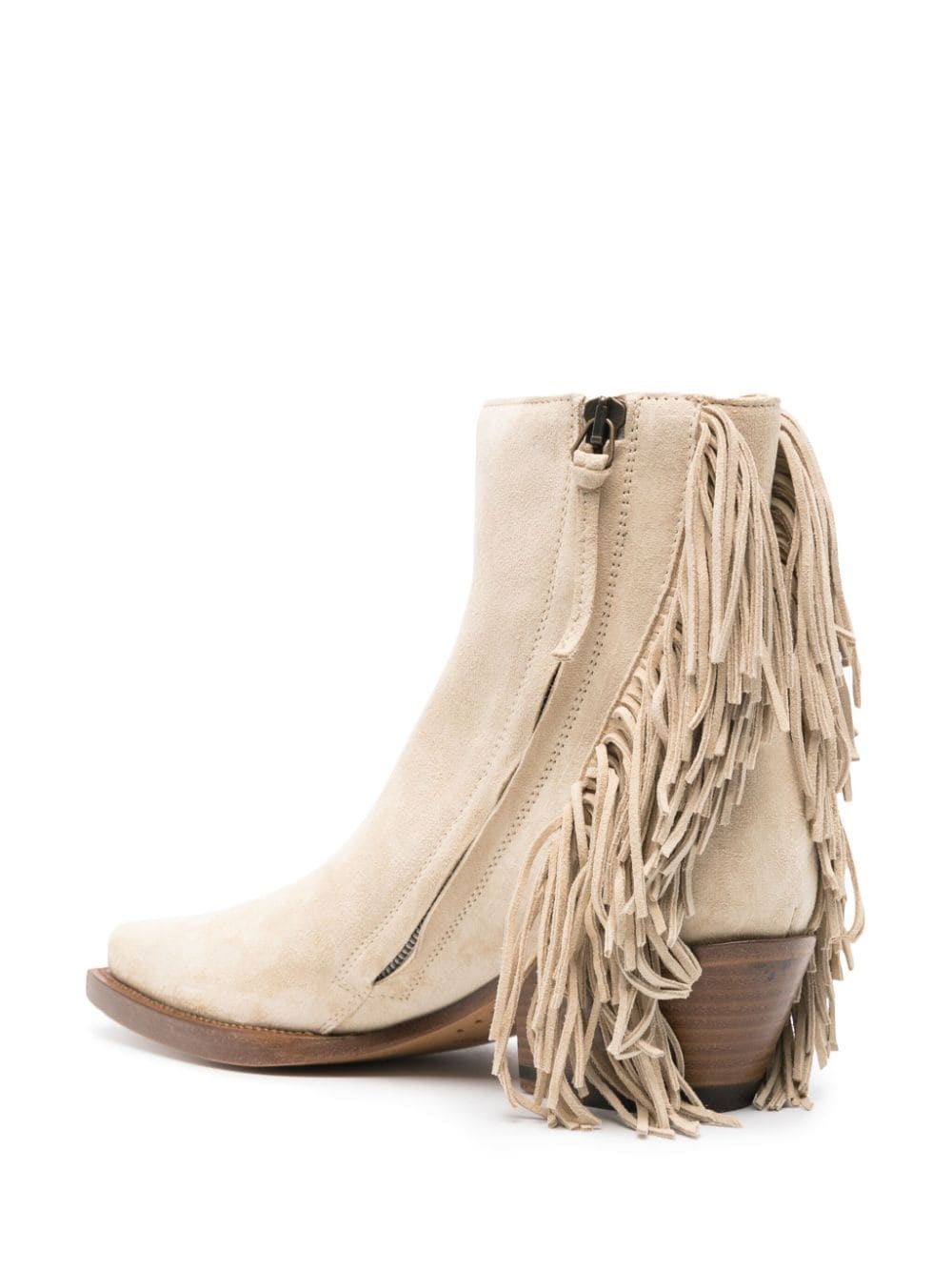 Shop Buttero Fringed Suede Ankle Boots In Neutrals