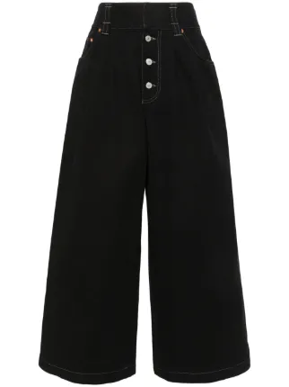 Gucci logo-tag wide-leg Jeans | Black | FARFETCH