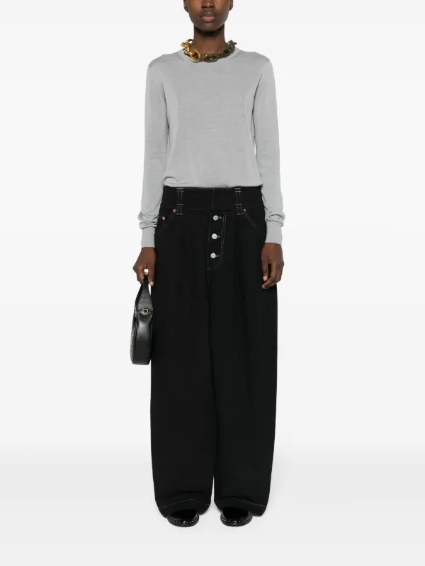デニム・ジーパン GUCCI BLACK WIDE-LEG JEANS GUCCI Low-rise wide-leg jeans | NET-A-PORTER