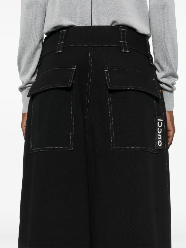 Gucci logo-tag wide-leg Jeans | Black | FARFETCH