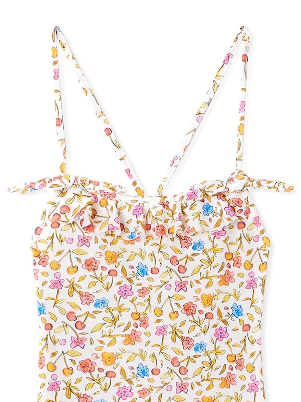 Shop Bonpoint Abbie Floral-print Swimsuit In White
