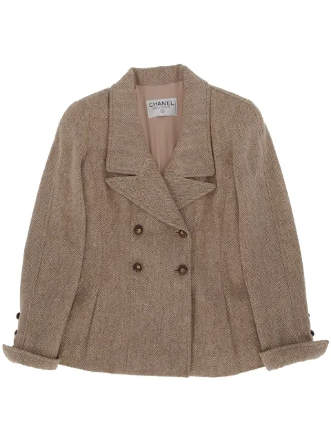 CHANEL Pre-Owned 1990s herringbone-pattern jacket