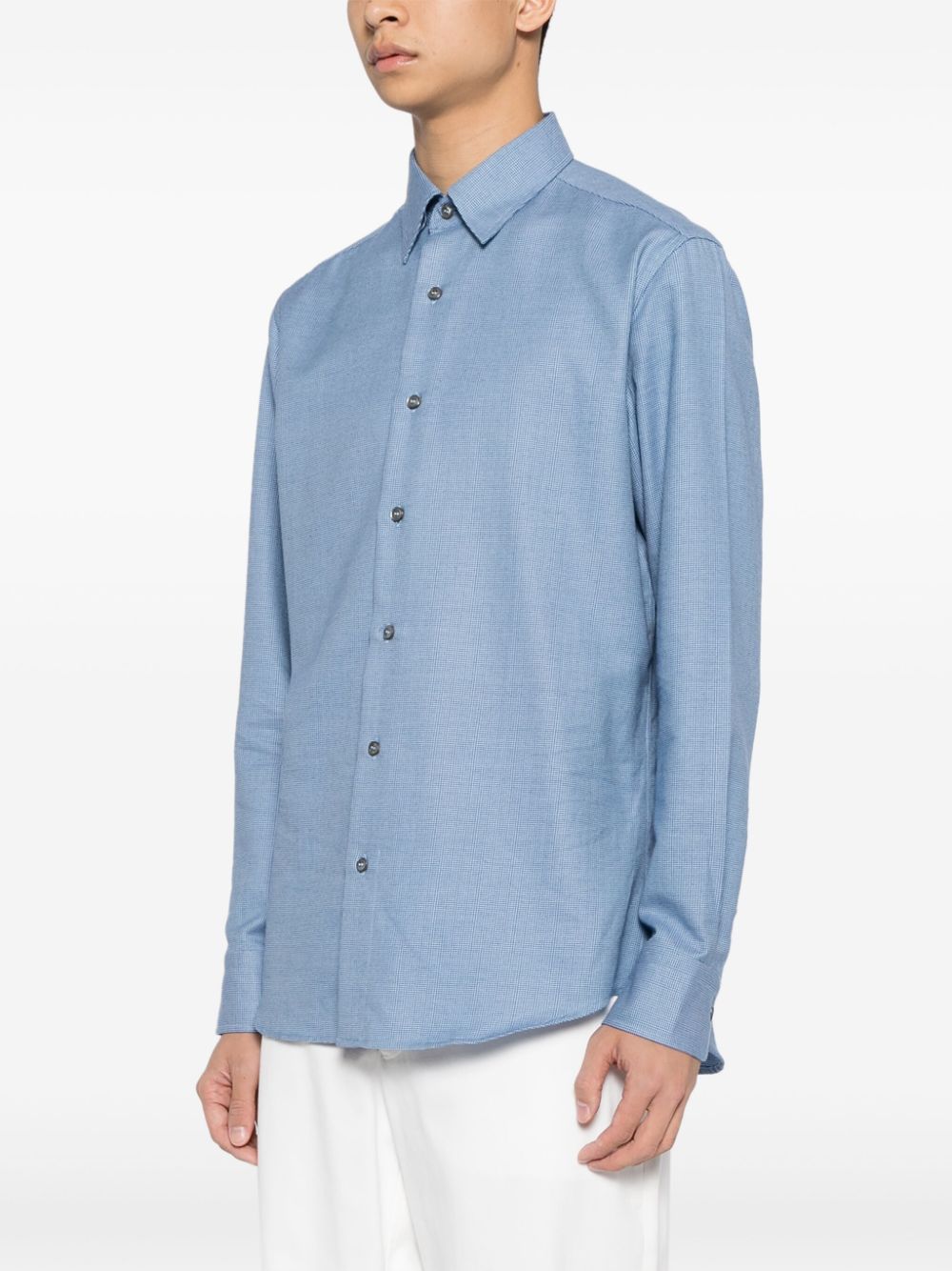 Shop Brioni Long-sleeve Cotton-cashmere Shirt In Blue