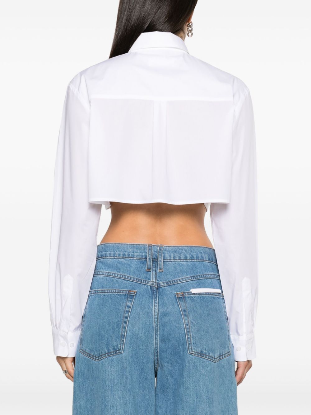 Shop Rxquette Cropped Cotton Shirt In Weiss