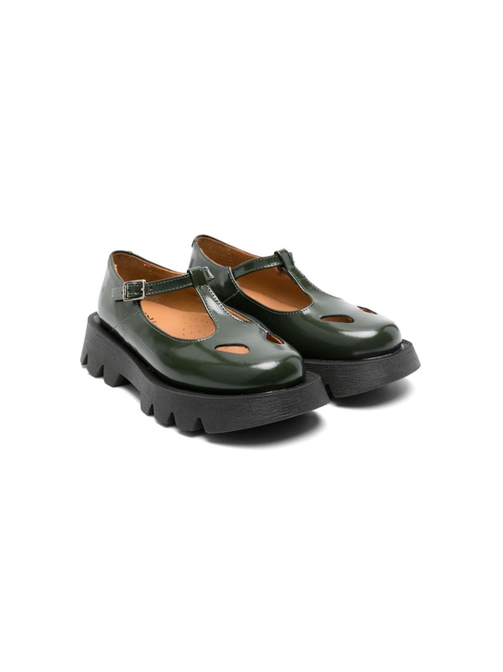 Eli1957 Kids' Cut-out Chunky Leather Loafers In Green